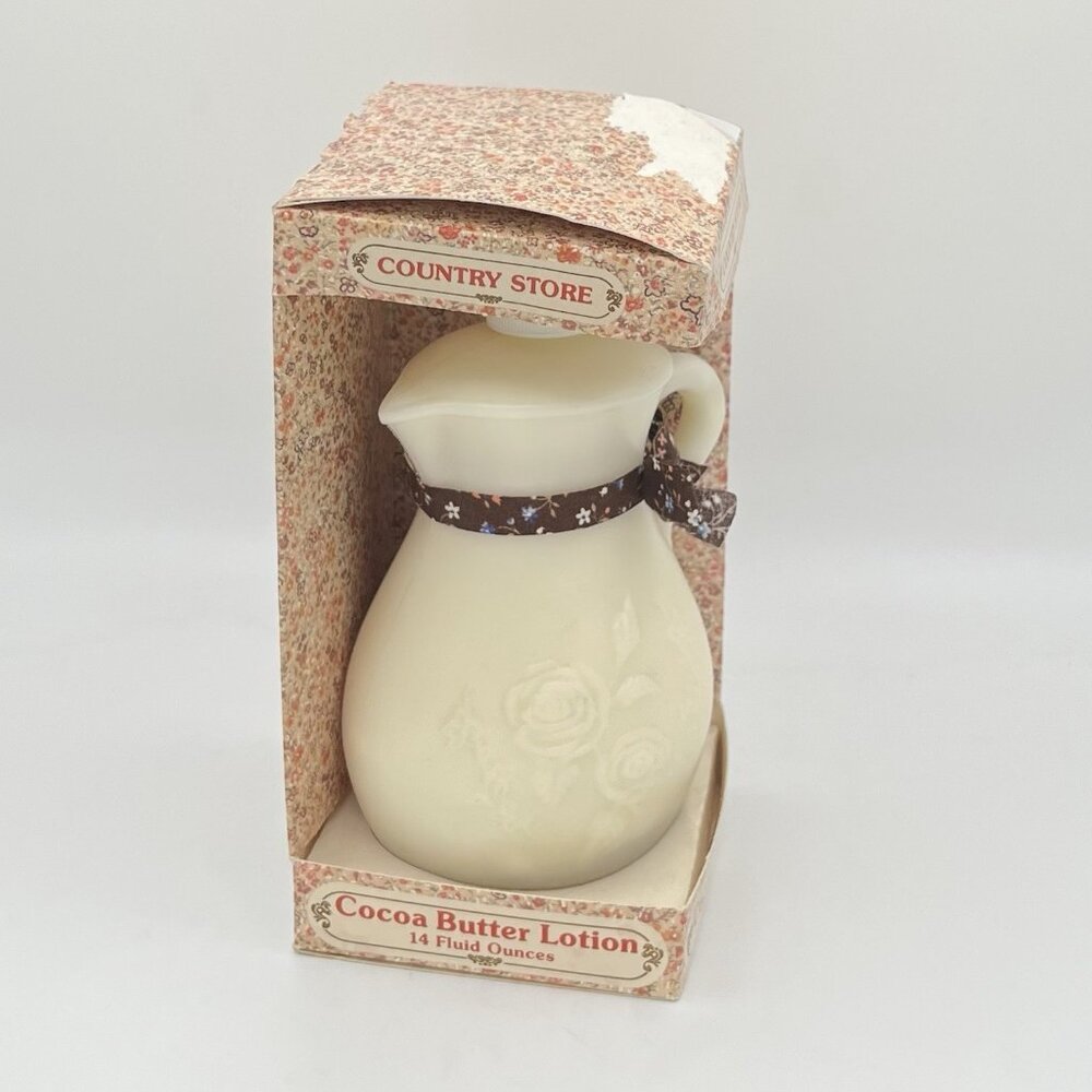 VTG 90s Country Store Cocoa Butter Lotion Pitcher Floral Bottle NEW Farm Shabby
